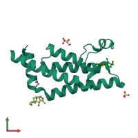 PDB entry 5qy0 coloured by chain, front view.