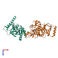 PDB entry 5qyu coloured by chain, top view.