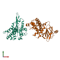 PDB entry 5qz8 coloured by chain, front view.