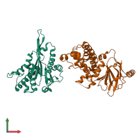 PDB entry 5r03 coloured by chain, front view.