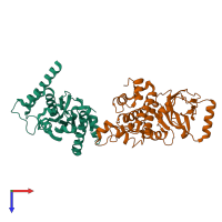 PDB entry 5r03 coloured by chain, top view.