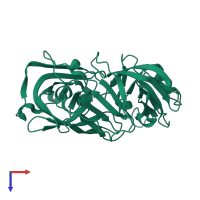 PDB entry 5r39 coloured by chain, top view.