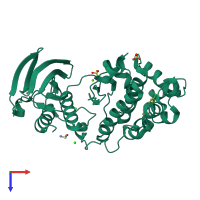 PDB entry 5r9z coloured by chain, top view.