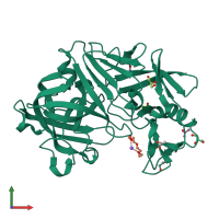 PDB entry 5rdb coloured by chain, front view.