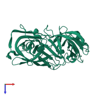 PDB entry 5rdh coloured by chain, top view.