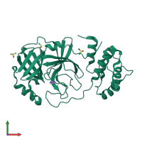 PDB entry 5rf3 coloured by chain, front view.
