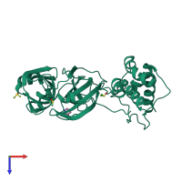 PDB entry 5rf3 coloured by chain, top view.