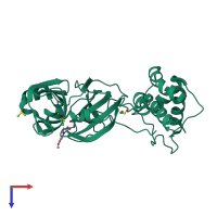 PDB entry 5rfx coloured by chain, top view.