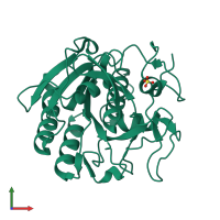 PDB entry 5rom coloured by chain, front view.