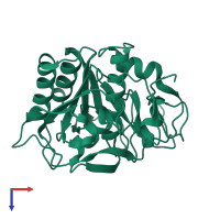 PDB entry 5rpe coloured by chain, top view.