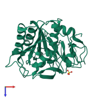 PDB entry 5rpx coloured by chain, top view.