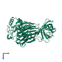 PDB entry 5rwf coloured by chain, top view.