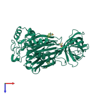 PDB entry 5rxa coloured by chain, top view.