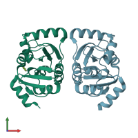 PDB entry 5s1q coloured by chain, front view.