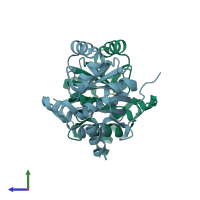 PDB entry 5s29 coloured by chain, side view.