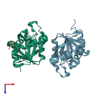 PDB entry 5s29 coloured by chain, top view.