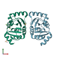 PDB entry 5s3d coloured by chain, front view.