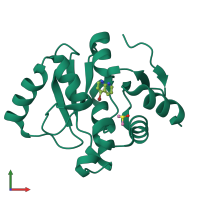 Monomeric assembly 2 of PDB entry 5s42 coloured by chemically distinct molecules, front view.