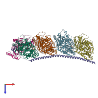 PDB entry 5s50 coloured by chain, top view.