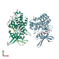 PDB entry 5s76 coloured by chain, front view.