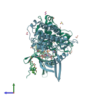PDB entry 5s7g coloured by chain, side view.