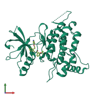 PDB entry 5sb0 coloured by chain, front view.