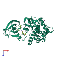 PDB entry 5sb0 coloured by chain, top view.