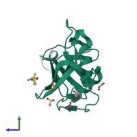 PDB entry 5sbt coloured by chain, side view.