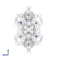 POTASSIUM ION in PDB entry 5sca, assembly 1, side view.