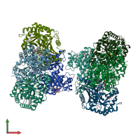 PDB entry 5scb coloured by chain, front view.