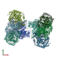 PDB entry 5sce coloured by chain, front view.