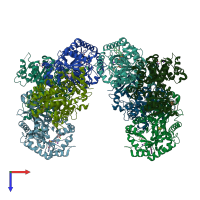 PDB entry 5scf coloured by chain, top view.