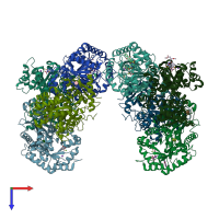 PDB entry 5sci coloured by chain, top view.