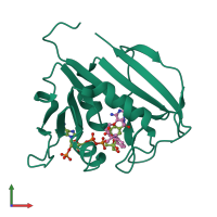 PDB entry 5scr coloured by chain, front view.