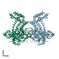 PDB entry 5sdf coloured by chain, front view.