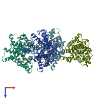 PDB entry 5sdz coloured by chain, top view.