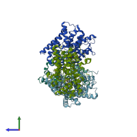 PDB entry 5sg8 coloured by chain, side view.