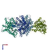 PDB entry 5sg8 coloured by chain, top view.