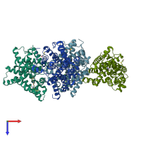 PDB entry 5sgh coloured by chain, top view.