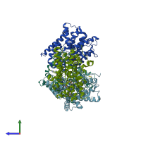 PDB entry 5sgj coloured by chain, side view.