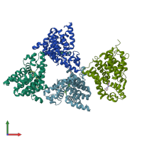 PDB entry 5shk coloured by chain, front view.