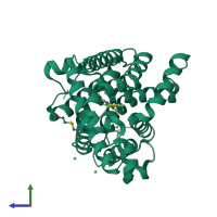 PDB entry 5shy coloured by chain, side view.