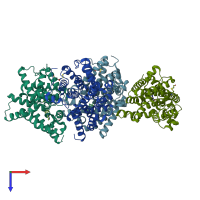 PDB entry 5sit coloured by chain, top view.