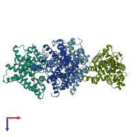 PDB entry 5sjn coloured by chain, top view.