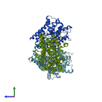 PDB entry 5sks coloured by chain, side view.