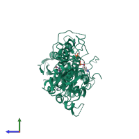 PDB entry 5sl4 coloured by chain, side view.