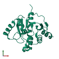 Monomeric assembly 2 of PDB entry 5son coloured by chemically distinct molecules, front view.