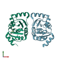 PDB entry 5sop coloured by chain, front view.