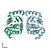 PDB entry 5sp1 coloured by chain, front view.