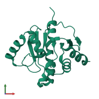 Monomeric assembly 2 of PDB entry 5spb coloured by chemically distinct molecules, front view.